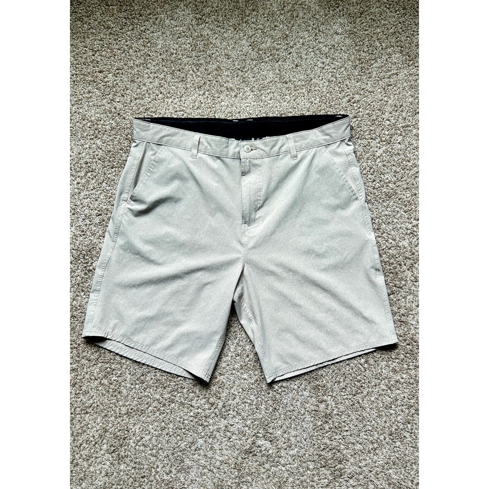 Burnside Mens Khaki Hybrid Performance Shorts I Size 40 I Stretch Heathered